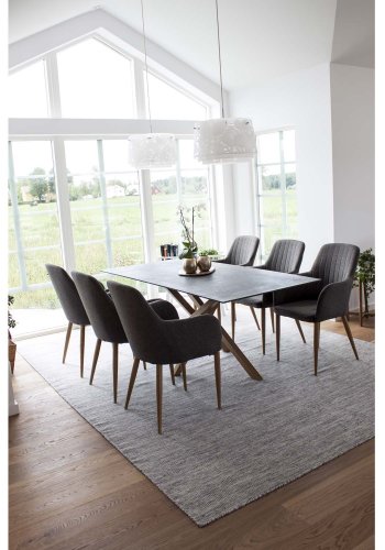 VENTURE DESIGN Comfort spisebordsstol, m. armln - mrkegr polyester og natur metal