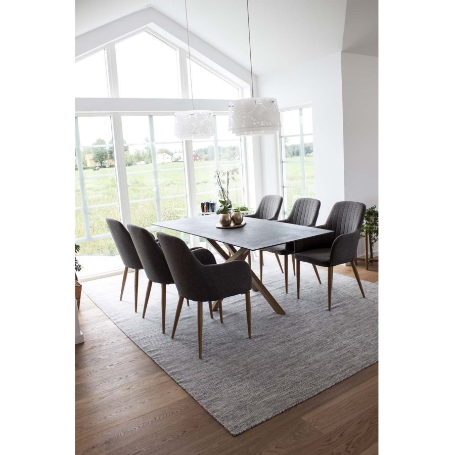 VENTURE DESIGN Comfort spisebordsstol, m. armln - mrkegr polyester og natur metal