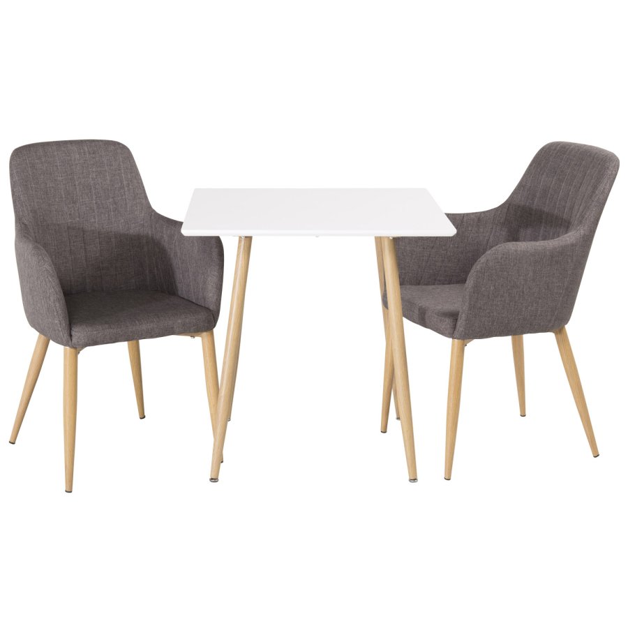 VENTURE DESIGN Comfort spisebordsstol, m. armln - mrkegr polyester og natur metal