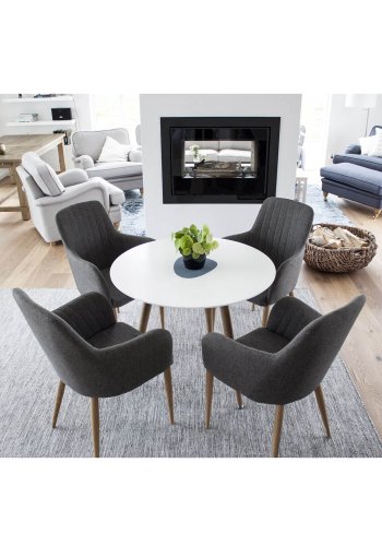 VENTURE DESIGN Comfort spisebordsstol, m. armln - mrkegr polyester og natur metal