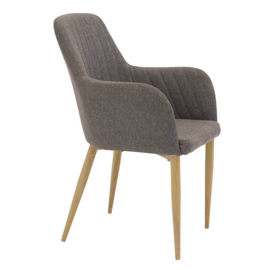 VENTURE DESIGN Comfort spisebordsstol, m. armln - mrkegr polyester og natur metal