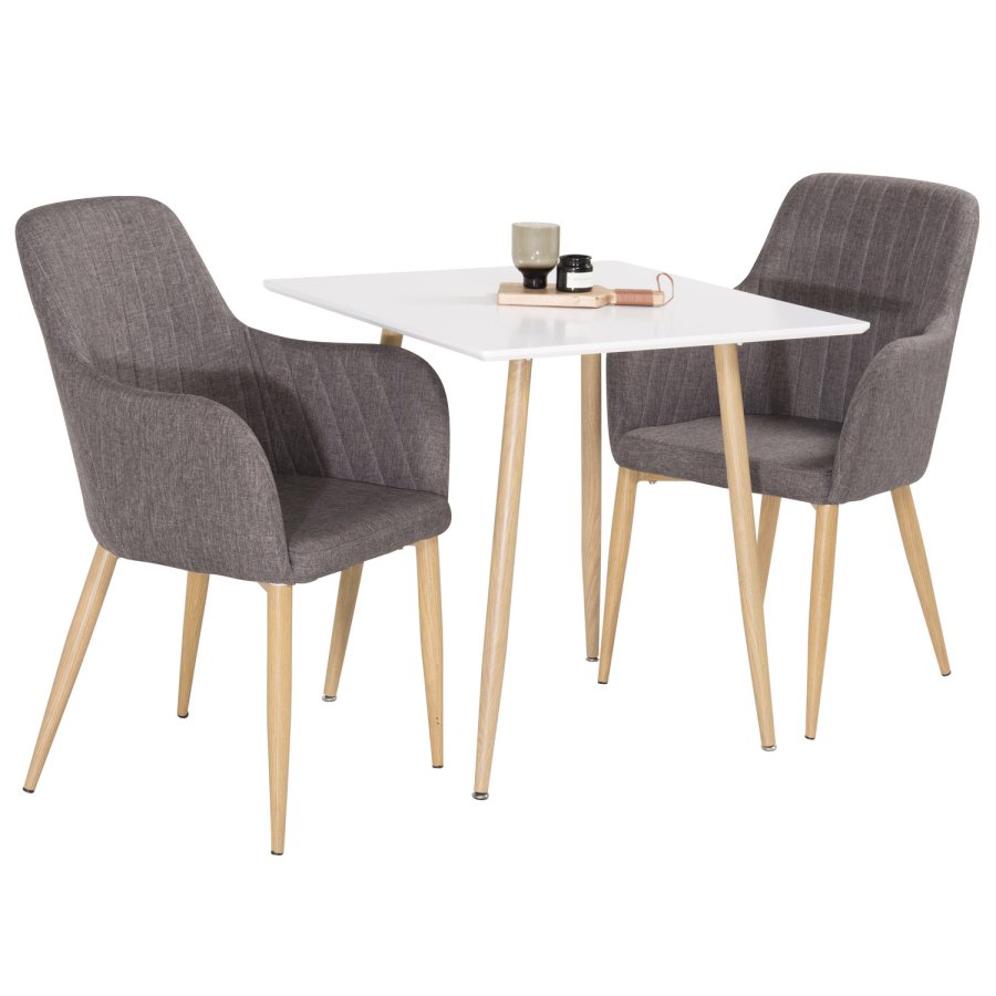 VENTURE DESIGN Comfort spisebordsstol, m. armln - mrkegr polyester og natur metal