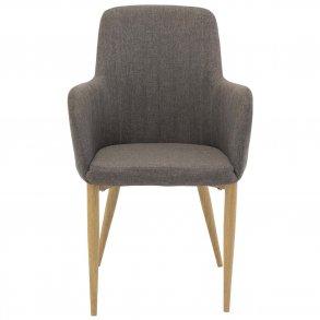 VENTURE DESIGN Comfort spisebordsstol, m. armln - mrkegr polyester og natur metal