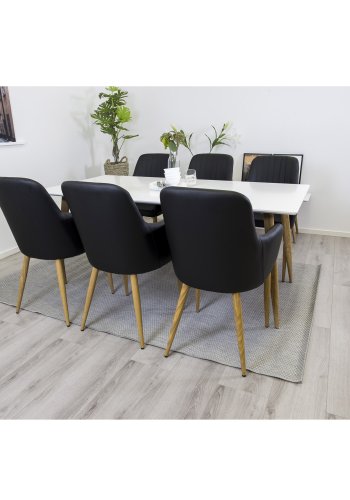 VENTURE DESIGN Comfort spisebordsstol, m. armln - sort PU og natur metal