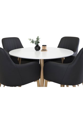 VENTURE DESIGN Comfort spisebordsstol, m. armln - sort PU og natur metal