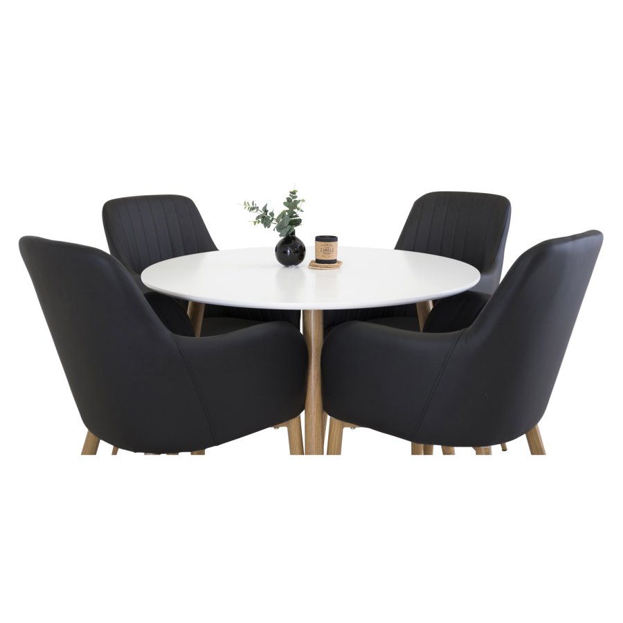 VENTURE DESIGN Comfort spisebordsstol, m. armln - sort PU og natur metal