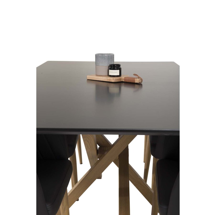 VENTURE DESIGN Comfort spisebordsstol, m. armln - sort PU og natur metal