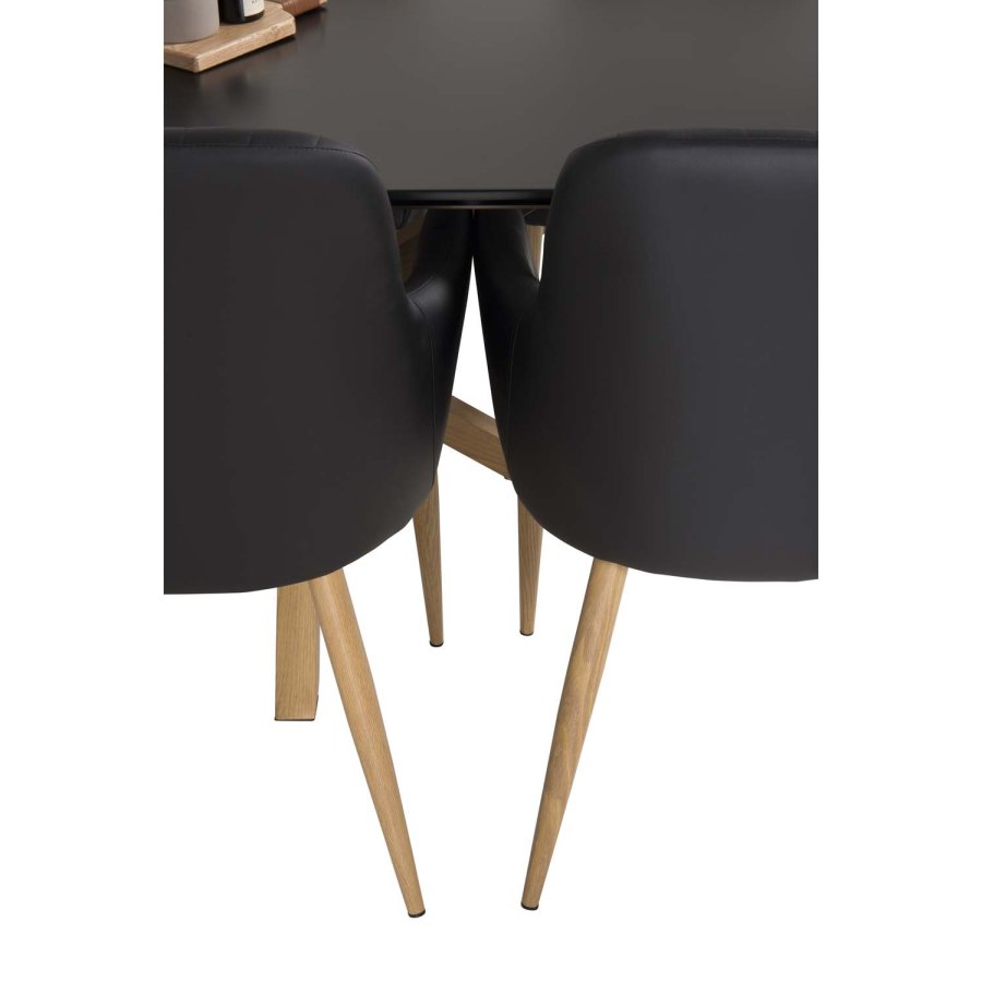 VENTURE DESIGN Comfort spisebordsstol, m. armln - sort PU og natur metal