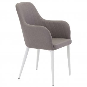 VENTURE DESIGN Comfort spisebordsstol, m. armln - gr polyester og hvid metal