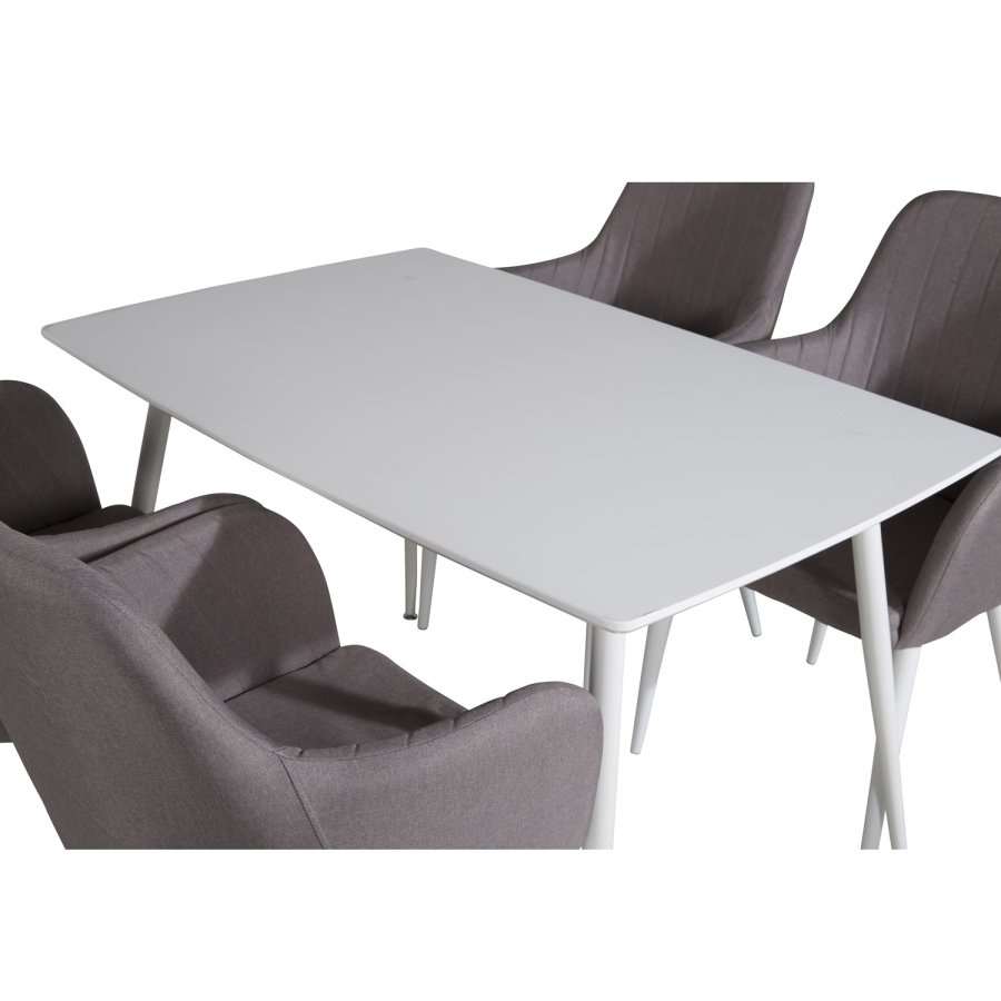 VENTURE DESIGN Comfort spisebordsstol, m. armln - gr polyester og hvid metal