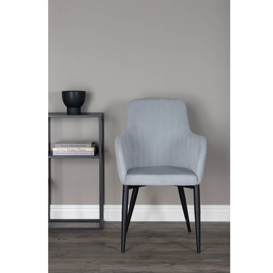 VENTURE DESIGN Comfort spisebordsstol, m. armln - gr fljl og sort metal