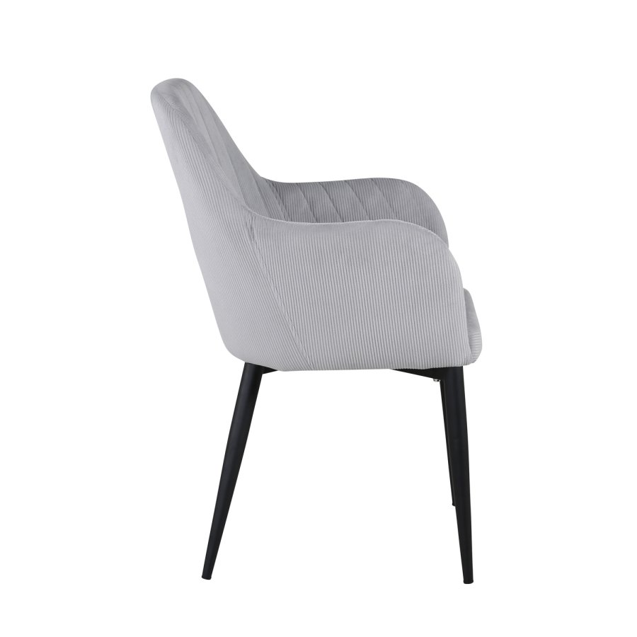 VENTURE DESIGN Comfort spisebordsstol, m. armln - gr fljl og sort metal