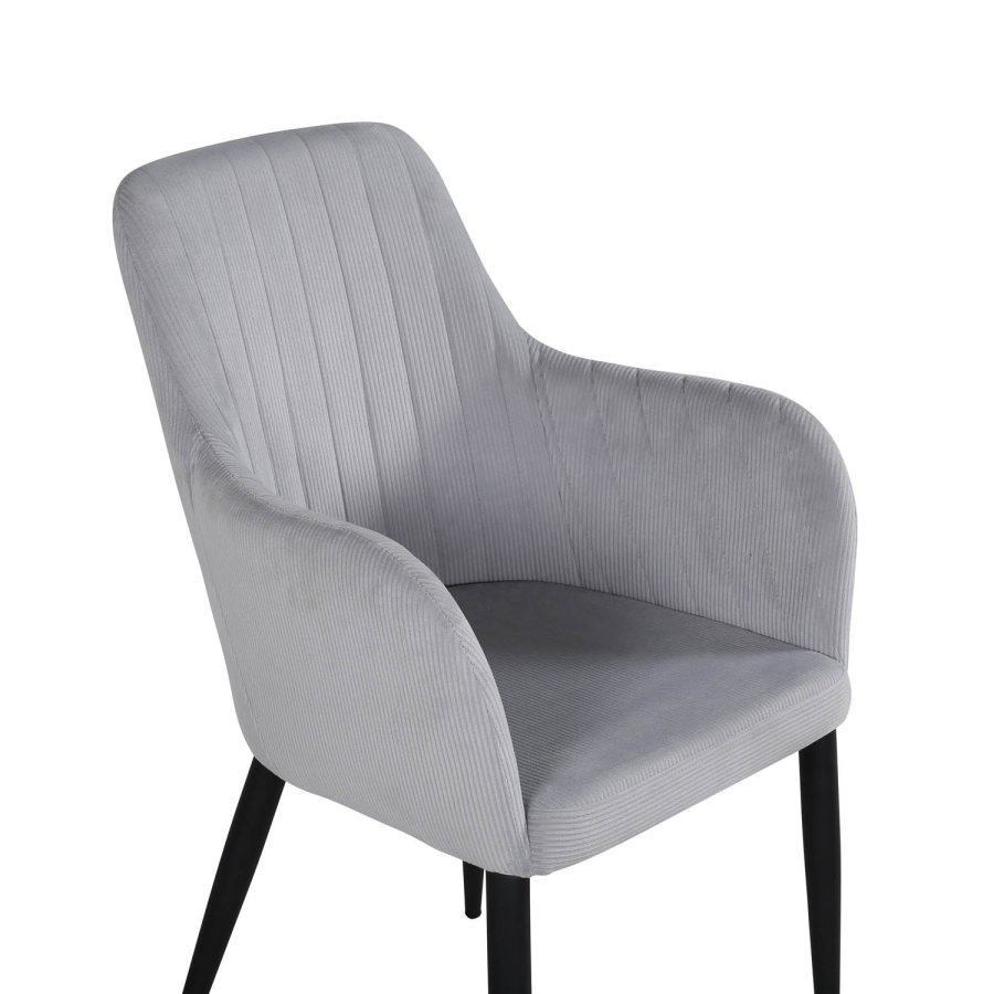 VENTURE DESIGN Comfort spisebordsstol, m. armln - gr fljl og sort metal
