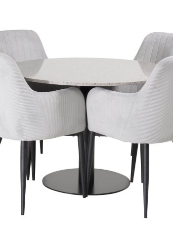 VENTURE DESIGN Comfort spisebordsstol, m. armln - gr fljl og sort metal