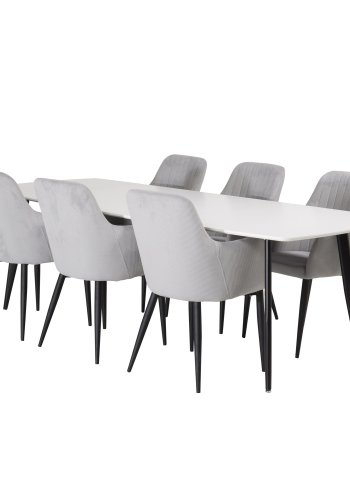 VENTURE DESIGN Comfort spisebordsstol, m. armln - gr fljl og sort metal