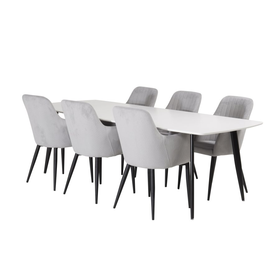 VENTURE DESIGN Comfort spisebordsstol, m. armln - gr fljl og sort metal