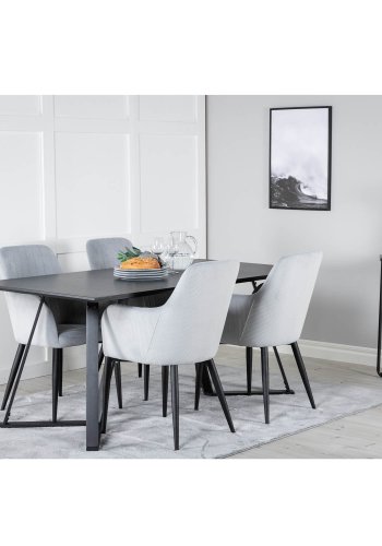 VENTURE DESIGN Comfort spisebordsstol, m. armln - gr fljl og sort metal