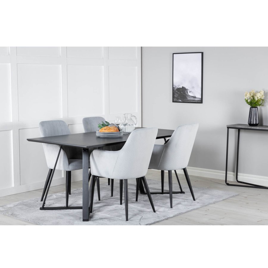 VENTURE DESIGN Comfort spisebordsstol, m. armln - gr fljl og sort metal