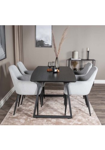 VENTURE DESIGN Comfort spisebordsstol, m. armln - gr fljl og sort metal