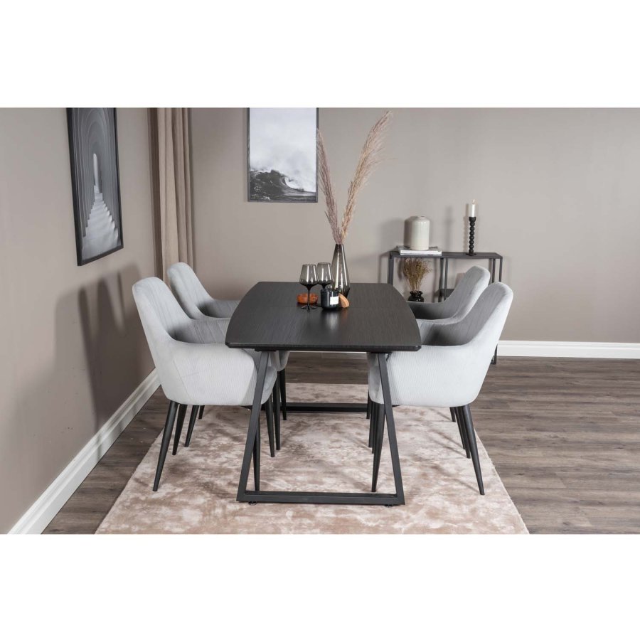 VENTURE DESIGN Comfort spisebordsstol, m. armln - gr fljl og sort metal