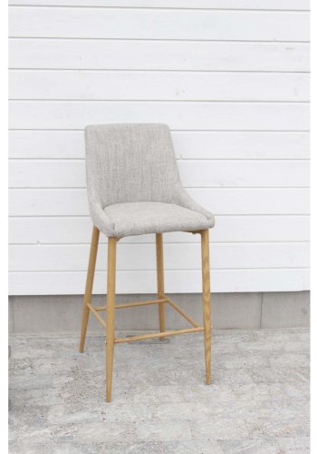 VENTURE DESIGN Plaza barstol, m. rygln og fodsttte - lysegr polyester og natur metal