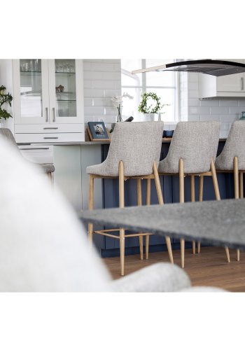 VENTURE DESIGN Plaza barstol, m. rygln og fodsttte - lysegr polyester og natur metal