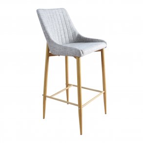 VENTURE DESIGN Plaza barstol, m. rygln og fodsttte - lysegr polyester og natur metal