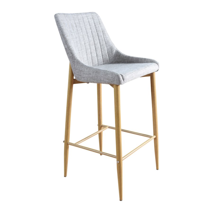 VENTURE DESIGN Plaza barstol, m. rygln og fodsttte - lysegr polyester og natur metal