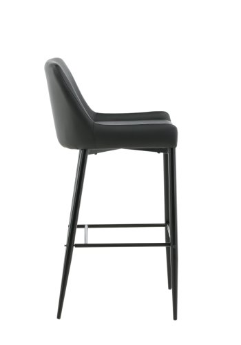 VENTURE DESIGN Plaza barstol, m. rygln og fodsttte - sort PU/polyester og sort stl