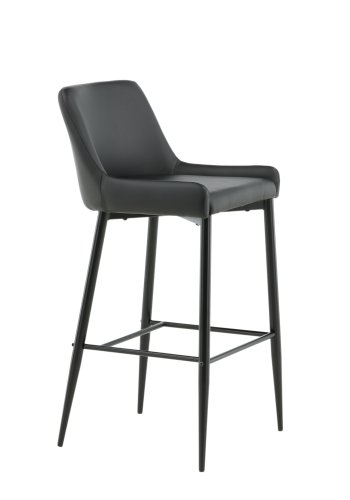 VENTURE DESIGN Plaza barstol, m. rygln og fodsttte - sort PU/polyester og sort stl