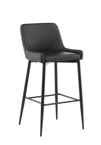 VENTURE DESIGN Plaza barstol, m. rygln og fodsttte - sort PU/polyester og sort stl