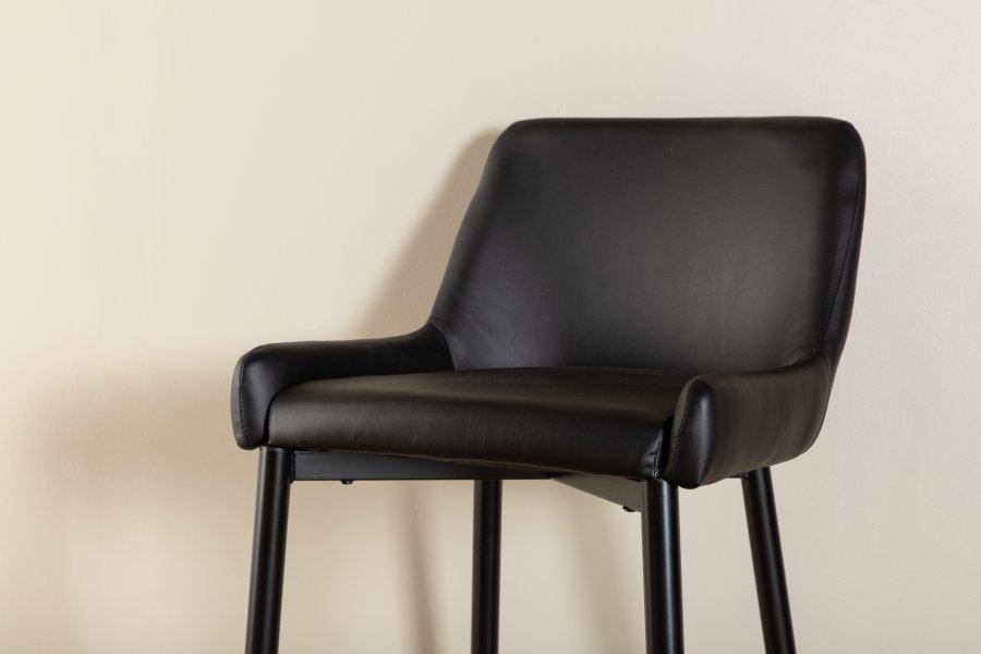 VENTURE DESIGN Plaza barstol, m. rygln og fodsttte - sort PU/polyester og sort stl