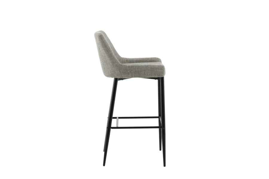 VENTURE DESIGN Plaza barstol, m. rygln og fodsttte - beige polyesterhr og sort stl