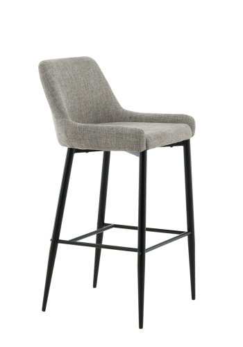 VENTURE DESIGN Plaza barstol, m. rygln og fodsttte - beige polyesterhr og sort stl