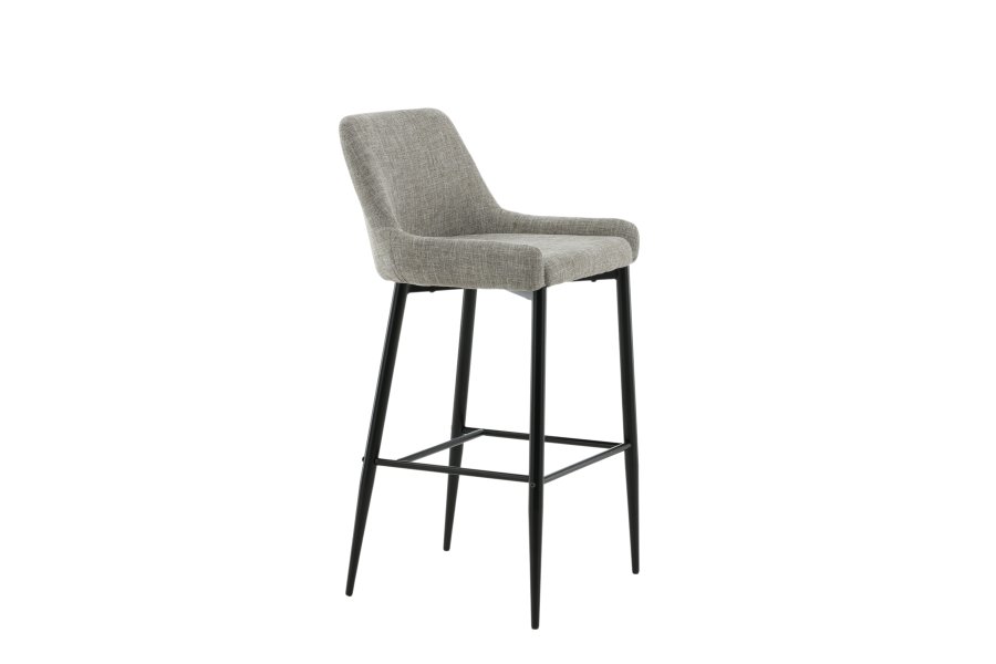 VENTURE DESIGN Plaza barstol, m. rygln og fodsttte - beige polyesterhr og sort stl