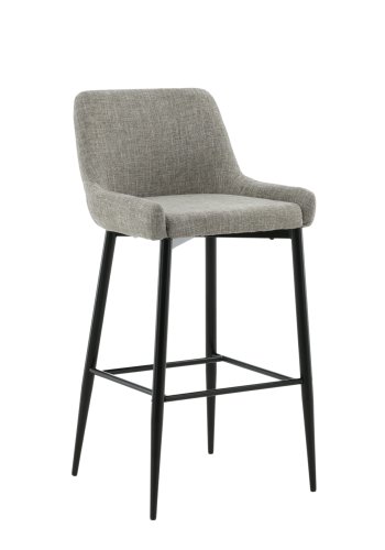 VENTURE DESIGN Plaza barstol, m. rygln og fodsttte - beige polyesterhr og sort stl