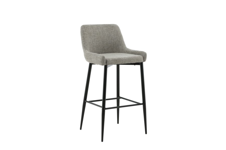 VENTURE DESIGN Plaza barstol, m. rygln og fodsttte - beige polyesterhr og sort stl