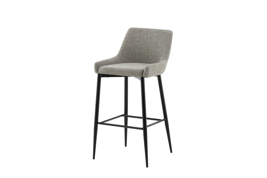 VENTURE DESIGN Plaza barstol, m. rygln og fodsttte - beige polyesterhr og sort stl