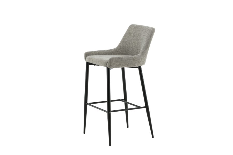 VENTURE DESIGN Plaza barstol, m. rygln og fodsttte - beige polyesterhr og sort stl