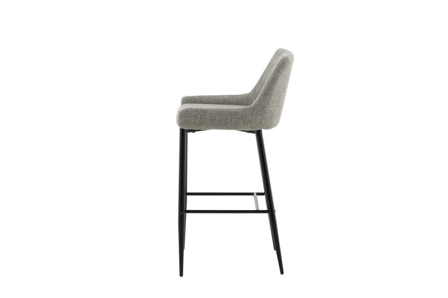 VENTURE DESIGN Plaza barstol, m. rygln og fodsttte - beige polyesterhr og sort stl