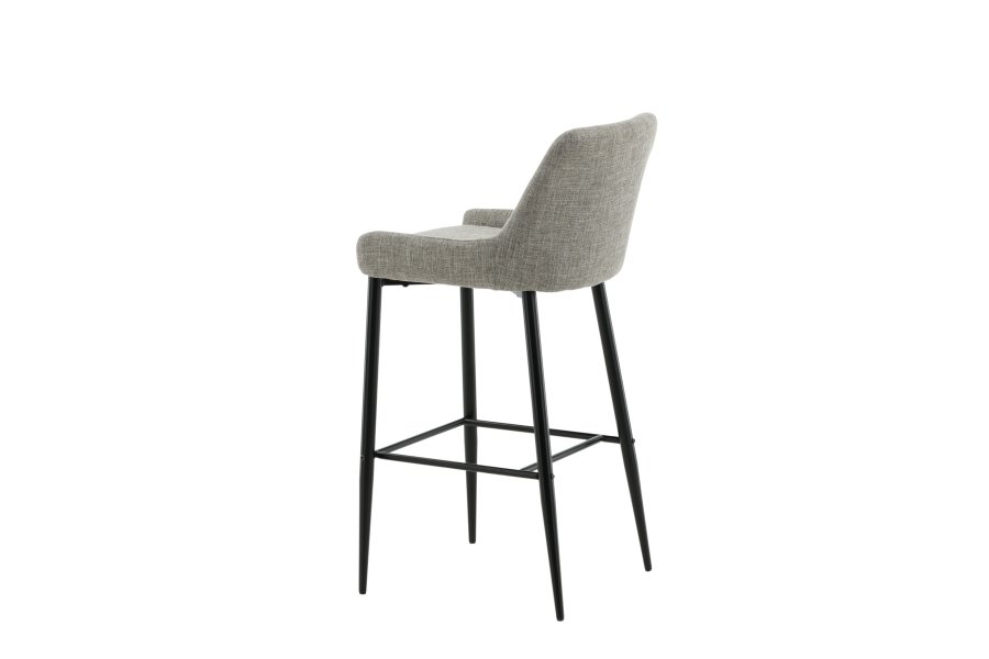 VENTURE DESIGN Plaza barstol, m. rygln og fodsttte - beige polyesterhr og sort stl