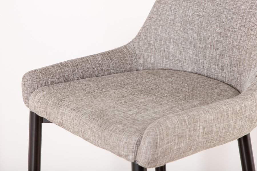 VENTURE DESIGN Plaza barstol, m. rygln og fodsttte - beige polyesterhr og sort stl