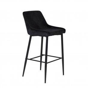 VENTURE DESIGN Plaza barstol, m. rygln og fodsttte - sort velour og sort jern