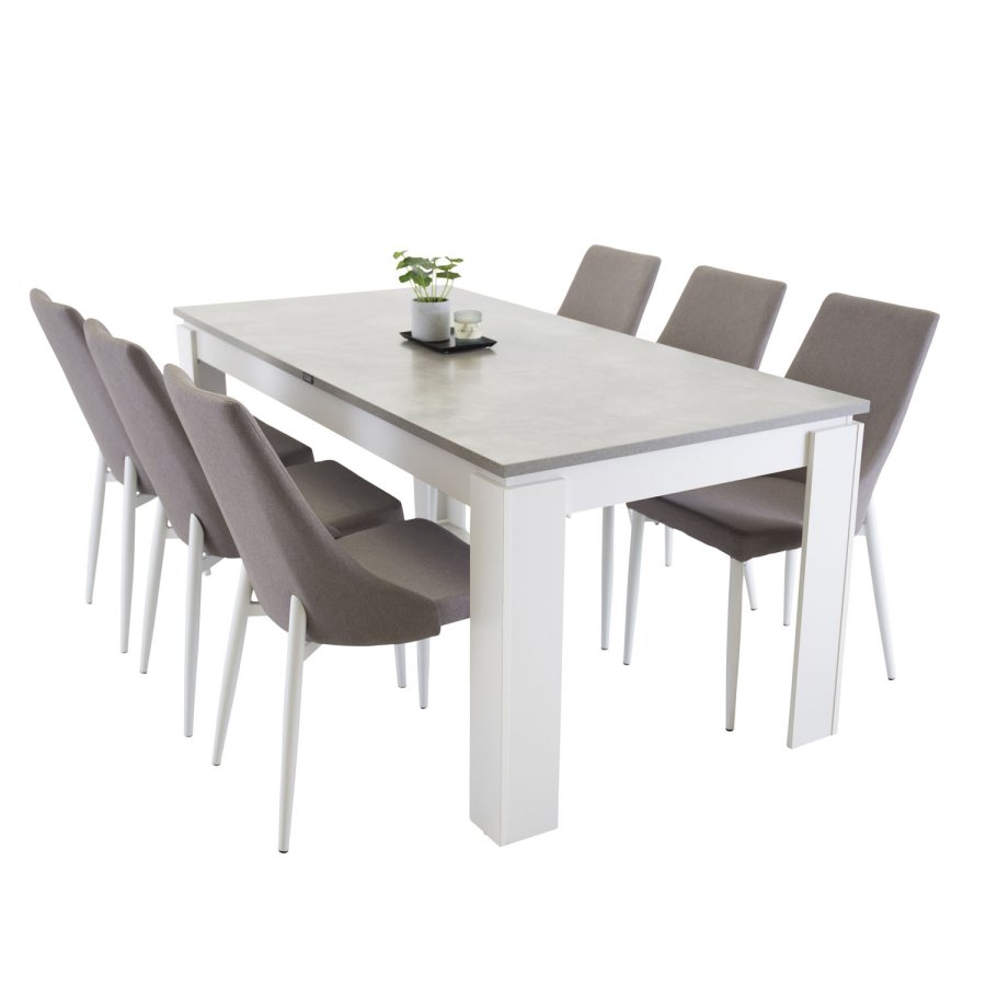 VENTURE DESIGN Leone 2.0 spisebordsstol, m. armln - gr polyester og hvid metal