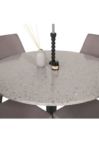 VENTURE DESIGN Leone 2.0 spisebordsstol, m. armln - gr polyester og sort metal