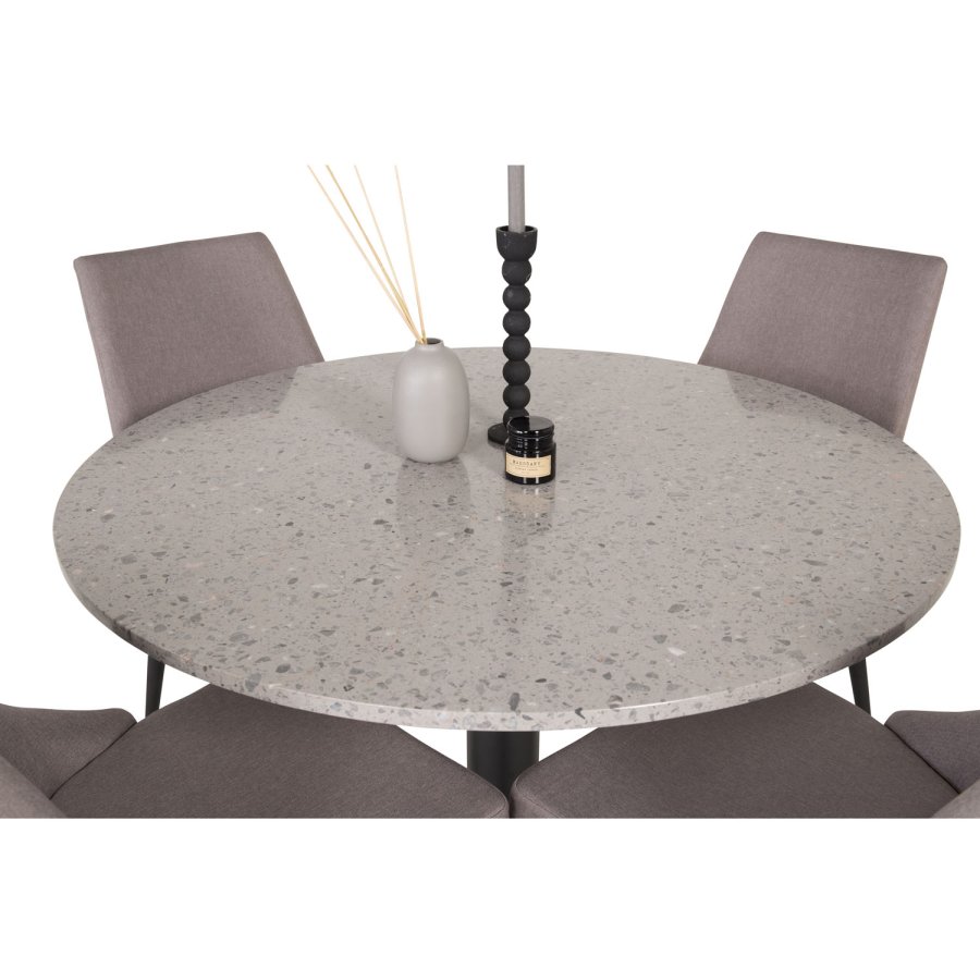 VENTURE DESIGN Leone 2.0 spisebordsstol, m. armln - gr polyester og sort metal