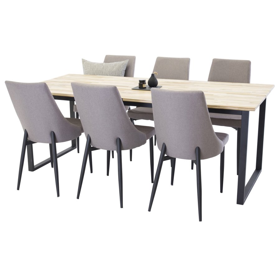 VENTURE DESIGN Leone 2.0 spisebordsstol, m. armln - gr polyester og sort metal