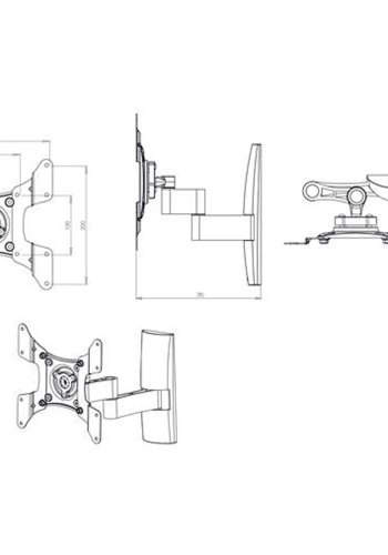 TS 3 vgbeslag til TV- sort aluminium