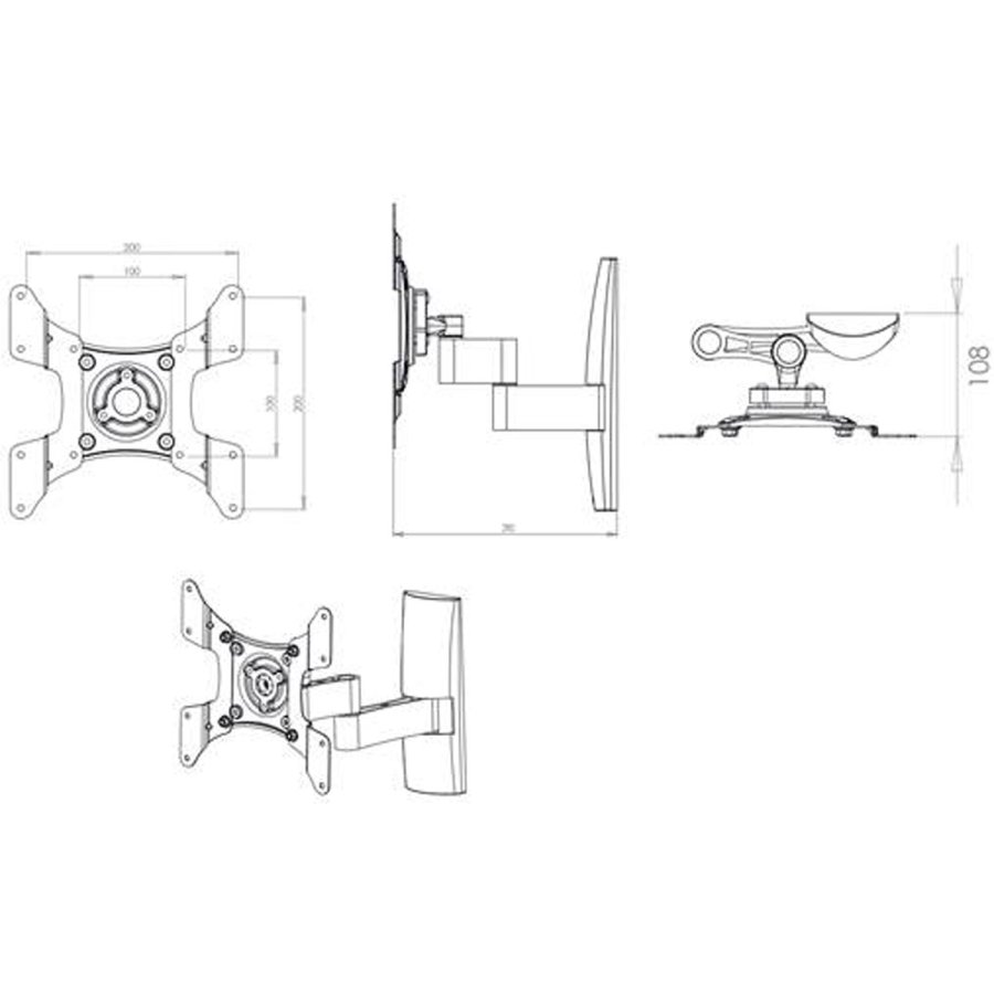 TS 3 vgbeslag til TV- sort aluminium