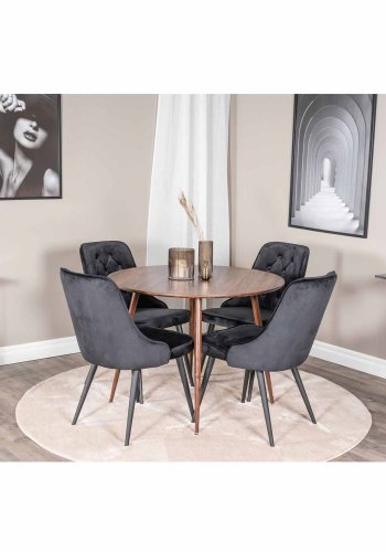 VENTURE DESIGN Plaza spisebord - valnddefolie MDF og valnddefolie metal (100)